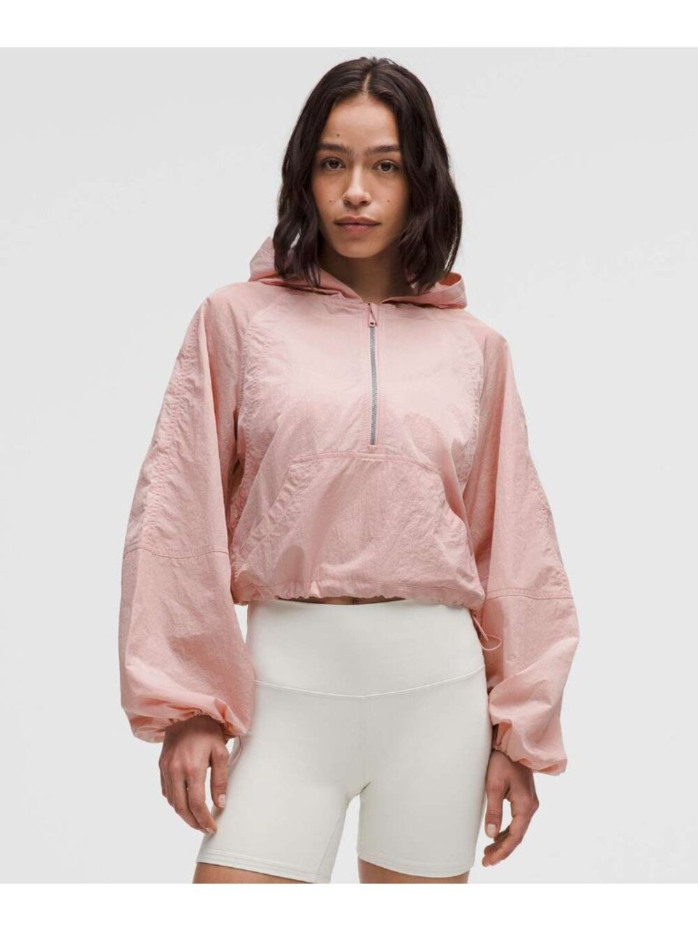 Lululemon Pink Haze Scuba Cropped Water-Repellent Anorak Hooded Jacket Sz 10 - Picture 2 of 14
